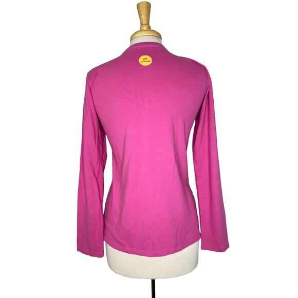 LIFE IS GOOD Flip Out Flip Flops Peony Pink Classic Fit Womens Small Long Sleeve - Picture 2 of 10
